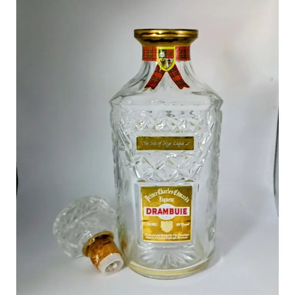Vintage Drambuie Prince Charles Edwards Glass Liquor Bottle Decanter